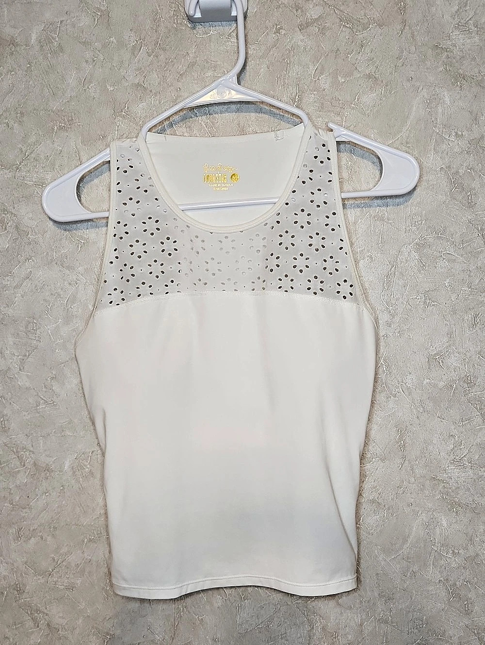 Luxeletic Luxletic Eyelet Racerback Tank in White Size Medium Like New